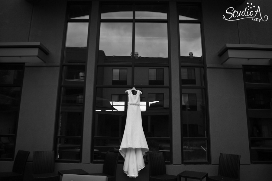 wedding dress black and white photo