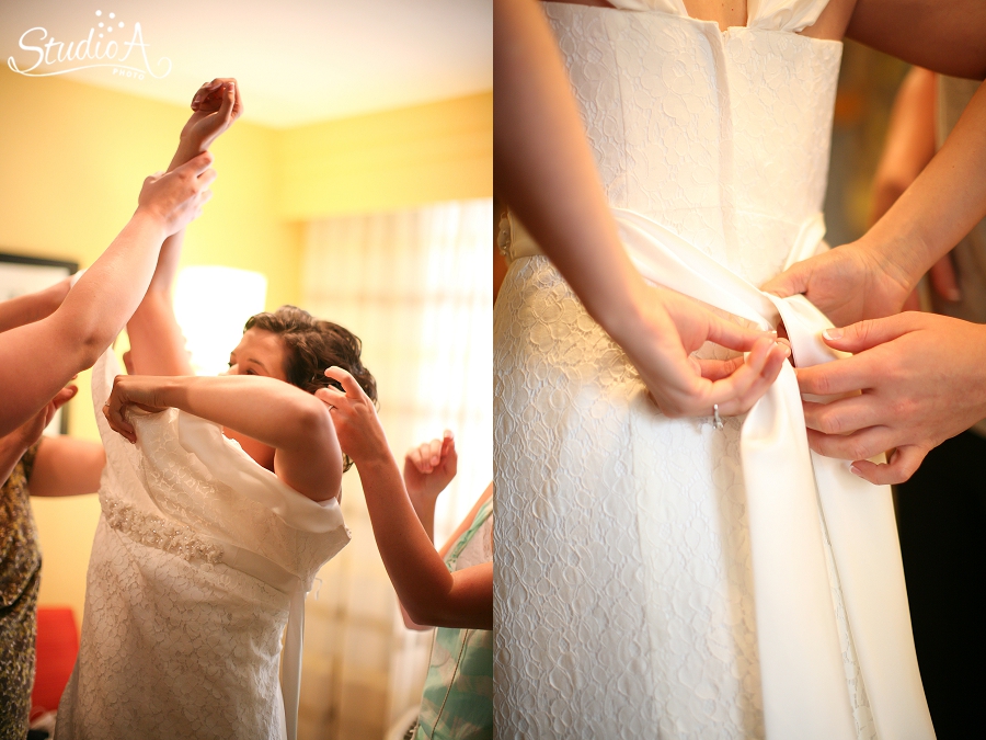 bride putting dress on, fargo nd photo 
