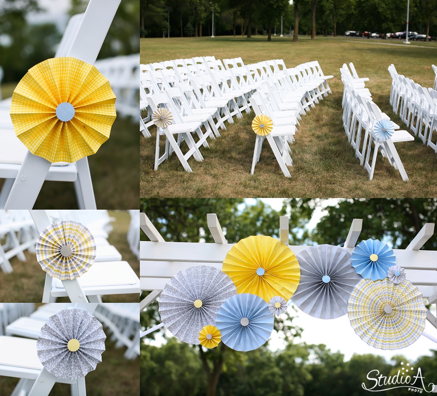 yellow pinwheels gray for wedding photo