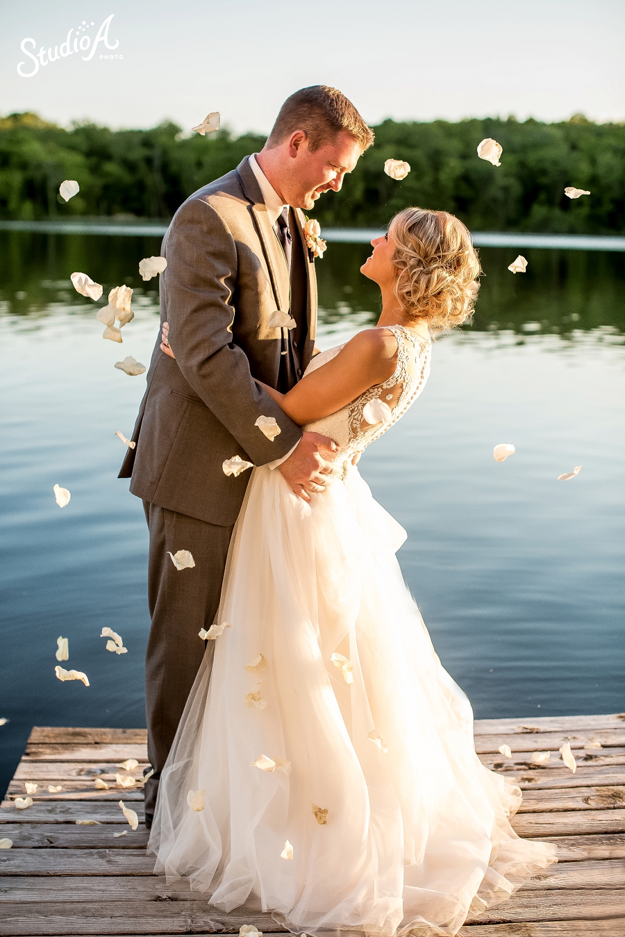 Maplelag Resort Minnesota Wedding Photos Bride and Groom Lakeside