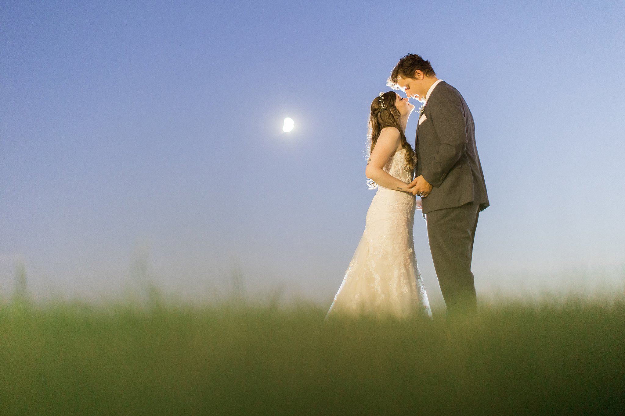 Wedding Photo under the moon Night portrait Fargo ND 